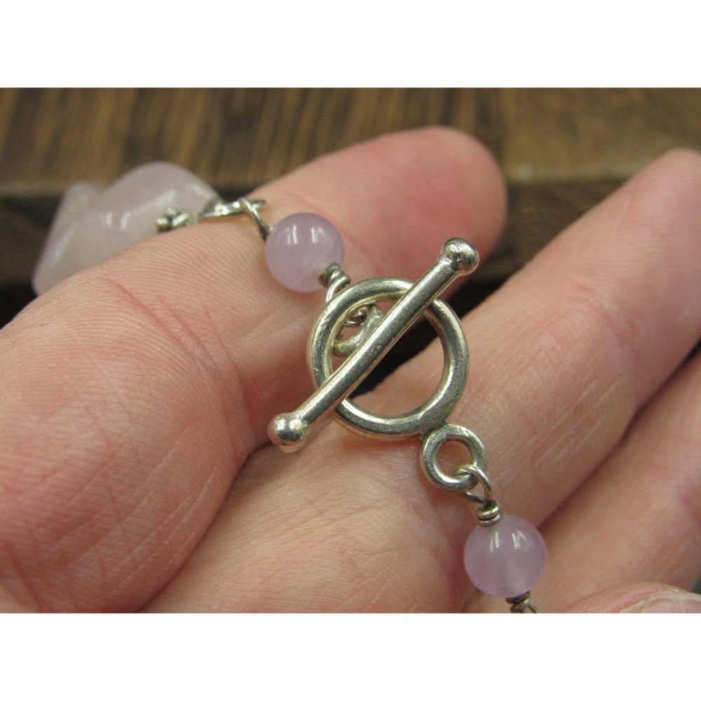 16 Inch Sterling Silver Shell Amethyst Citrine Rose Quartz Necklace - Picture 5 of 7
